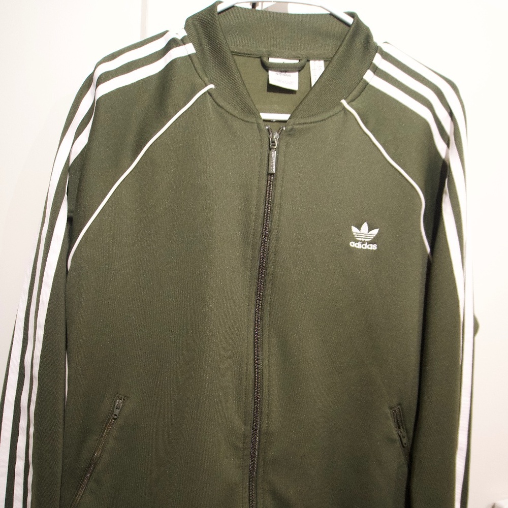 ADIDAS Olive Green Track Sweater Men's Size Large
